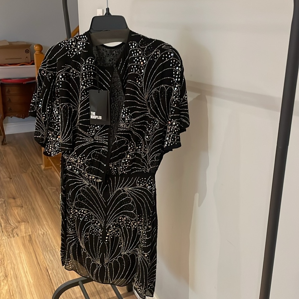 NWT The Kooples Black Sequin Mini Dress - Size 2 - Picture 7 of 14